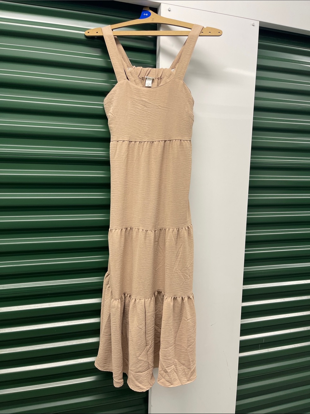 Tiered Maxi Dress with Wide Straps in Beige
